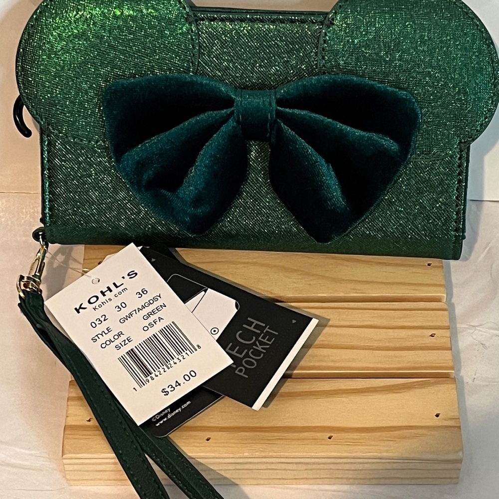 Disney Green Velvet Bow Clutch